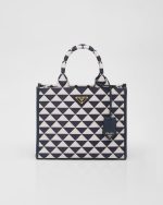 Small Prada Symbole Embroidered Fabric Handbag